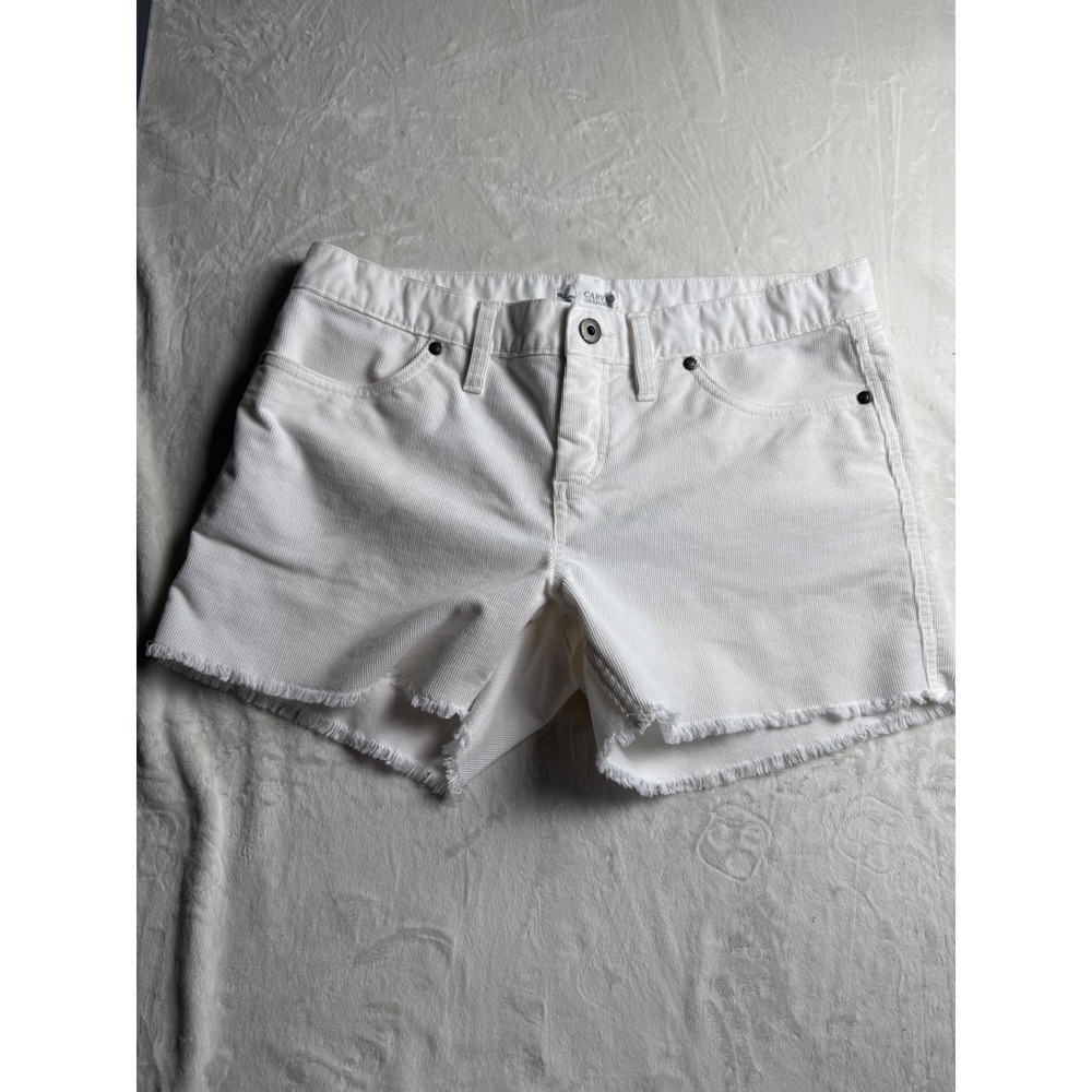 Carve Designs White Corduroy Raw Hem Shorts Womens Size 4 Frayed Edge